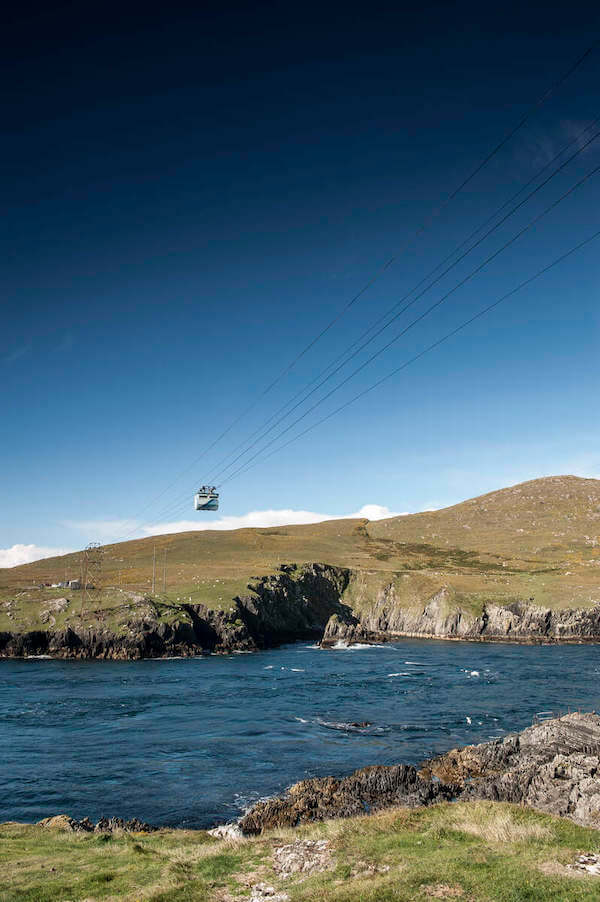 a cable car over the ocean Beara Peninsula