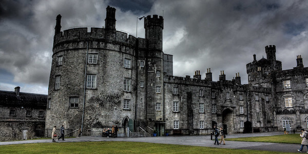 a dark sky above a castle Halloween in Ireland