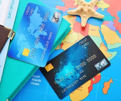 Credit card on map