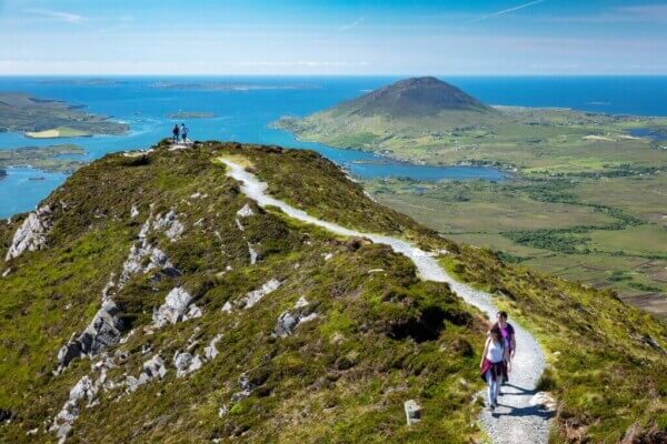 walking on top of mountain where to walking in Ireland