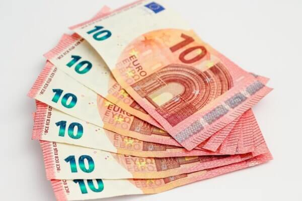 Euro notes money planning a trip to Ireland