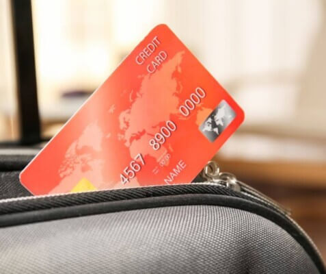 a credit card in a bag renting a car in Ireland