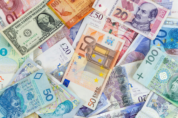 paper money from different countries saving money in Ireland