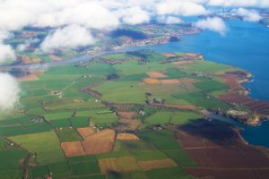 Aerial view of irish coastline