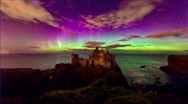 the colorful night sky County Antrim coastline