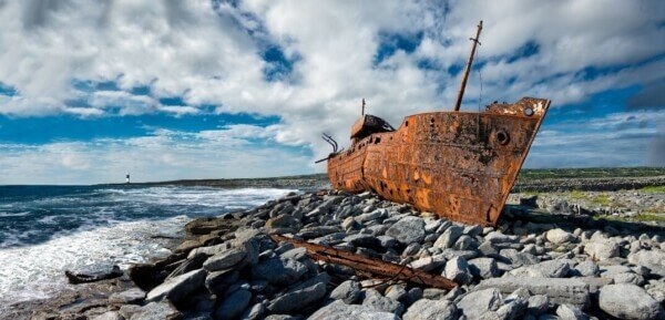 a shipwreck on the shore New Aran Islands Ferry 