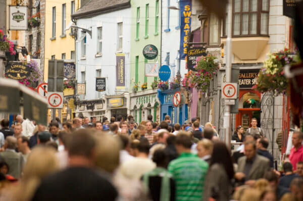 people on a street Galway is the friendliest city in Europe