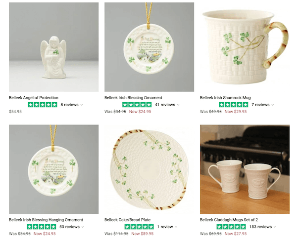 cups. plates and ornaments Irish gifts and goodies