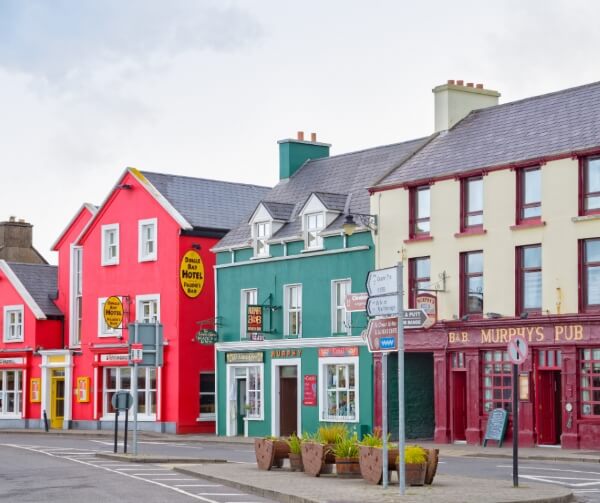 colorful buildings in a town October in Ireland