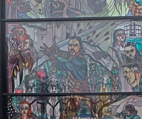 stained glass window Glass of Thrones installation
