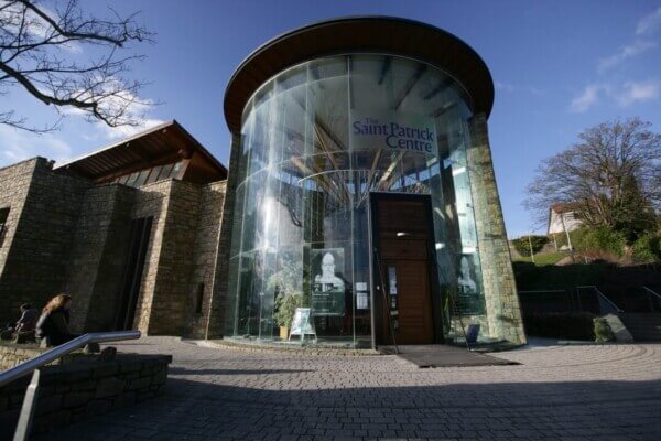 a large building with glass life and legacy of saint brigid