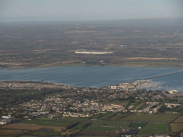 an aerial view of a town Dublin's seaside towns and villages