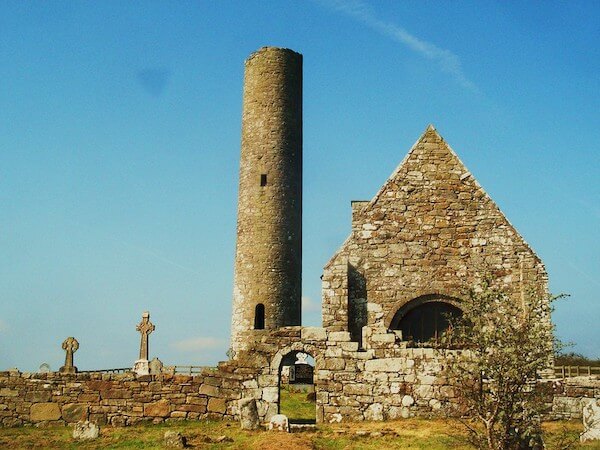 The round tower and ruins of a small church on the monastic settlement known as Holy Island on Lough Derg. Photo: Liam Moloney