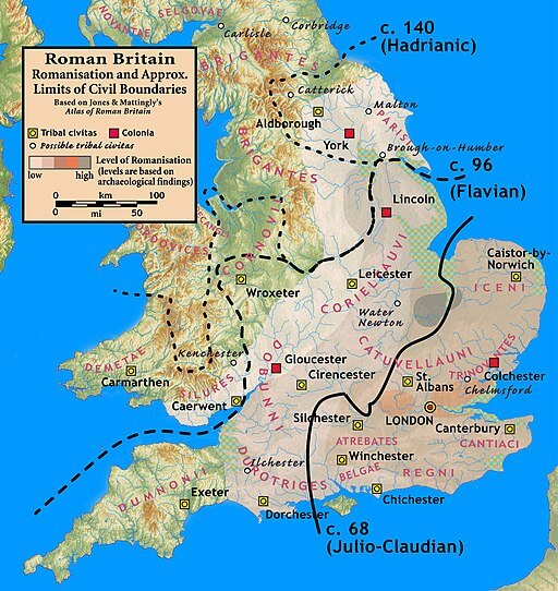 A map of Britain in the Roman Empire. Photo: Creative Commons.