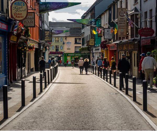 people walking on a pedestrianized street is it possible to get around Ireland without a car