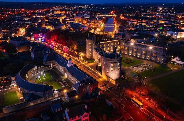an aerial view of a city December in Ireland