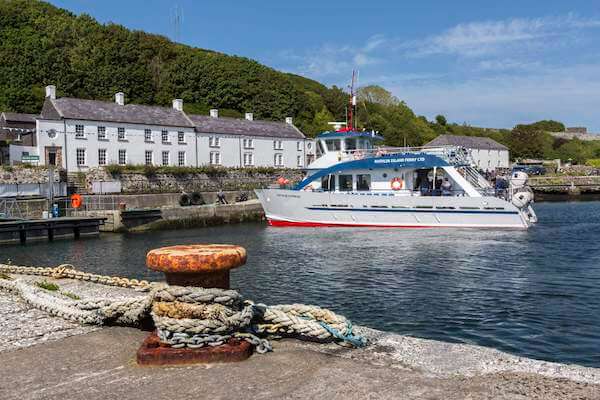 a ferry boat at a dock transportation in Ireland