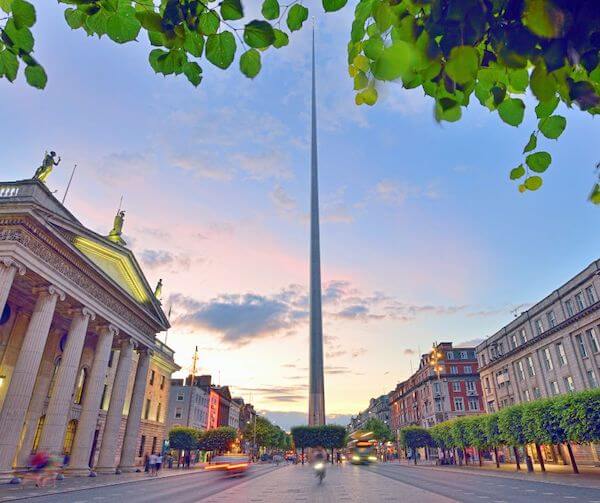 a tall spire in the middle of a street 4 Ireland itinerary ideas